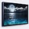 Designart - Romantic Full Moon Over Sea - Seascape Framed Canvas Art Print